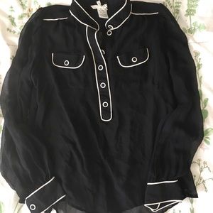 Sheer black long sleeve shirt.